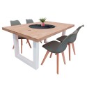 Conjunto Mesa Fija con 4 Sillas Color Roble Nordish y Blanco