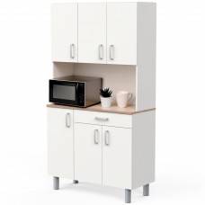 Mueble Auxiliar de Cocina Garlic Color Roble Kronberg y Blanco Mate 101x186 cm