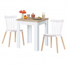 Conjunto Mesa Extensible y 2 Sillas Roble Canadian y Blanco Artik