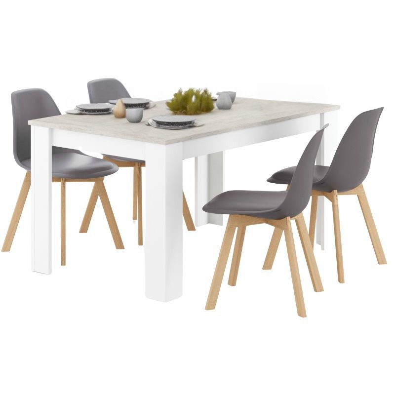 Pack Mesa con 4 Sillas Estilo Nórdico color Gris Cemento Pack Mesa con 4 Sillas Estilo Nórdico color Gris Cemento