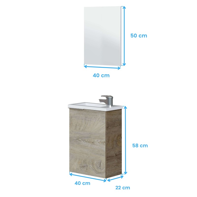 Mueble de baño suspendido cotas 