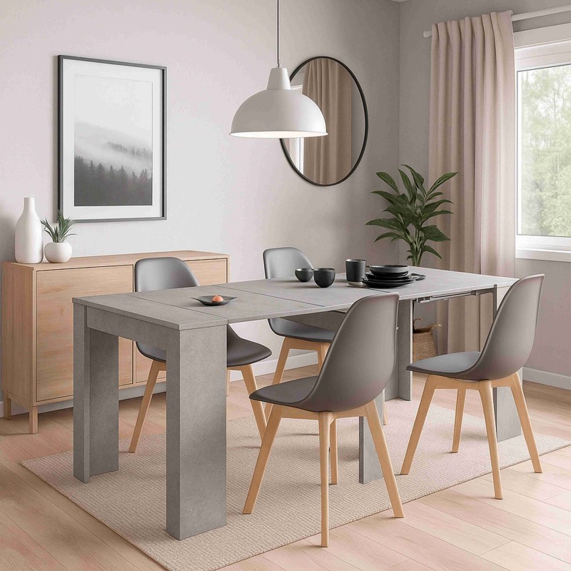 Conjunto Mesa con 4 Sillas Color Gris Cemento