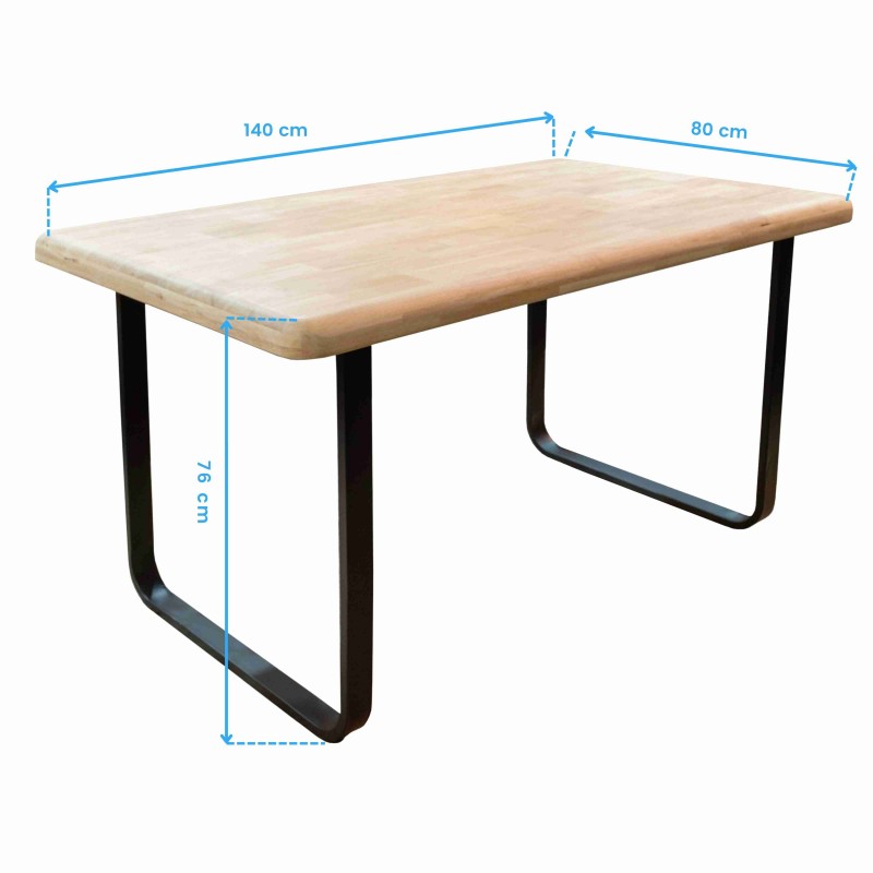 Mesa De Comedor Fija Dans Color Roble Nordish y Negro 140x80 cm