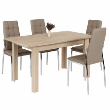 Conjunto Mesa Comedor con 4 Sillas Color Roble Canadian
