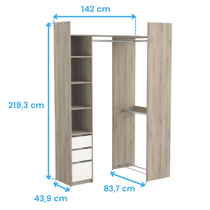 Vestidor esquinero cotas 2 