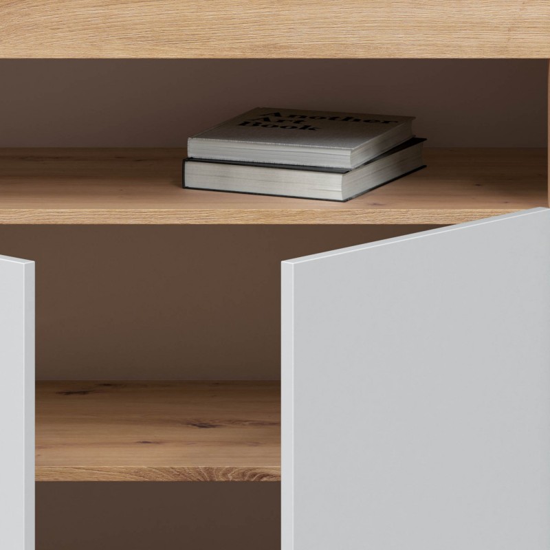 Aparador salón Baltik Color Roble Nodi Y Blanco Artik 144 cm