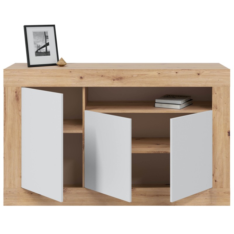 Aparador salón Baltik Color Roble Nodi Y Blanco Artik 144 cm