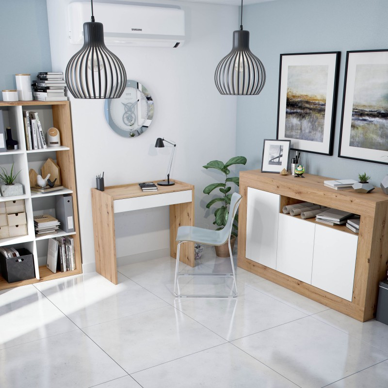 Aparador salón Baltik Color Roble Nodi Y Blanco Artik 144 cm