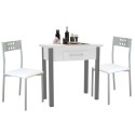 Conjunto Mesa Extensible Con 2 Sillas Color Blanco y Gris