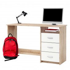 Escritorio con cajones blanco y roble Aris 123 cm