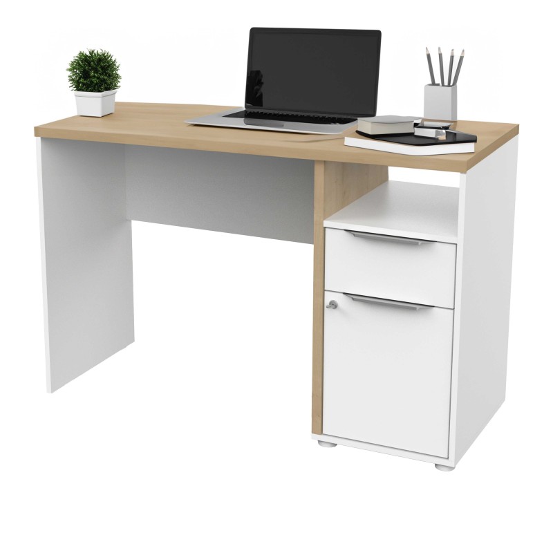 Mesa Escritorio Acces Roble Hamilton Y Blanco Mate 117 cm Mesa Escritorio Acces Roble Hamilton Y Blanco Mate 117 cm