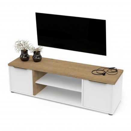 Mueble Tv Acces 135 cm 2 Puertas Roble Hamilton y Blanco