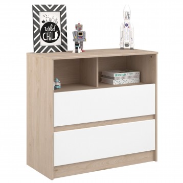 Cómoda Juvenil Infantil Cambiador Child Roble Jackson y Blanco 84x78 cm
