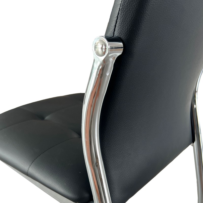 Sillas De Comedor Moderna Laci De Polipiel Y Metal Cromado Color Negro Sillas De Comedor Moderna Laci De Polipiel Y Metal Cromado Color Negro
