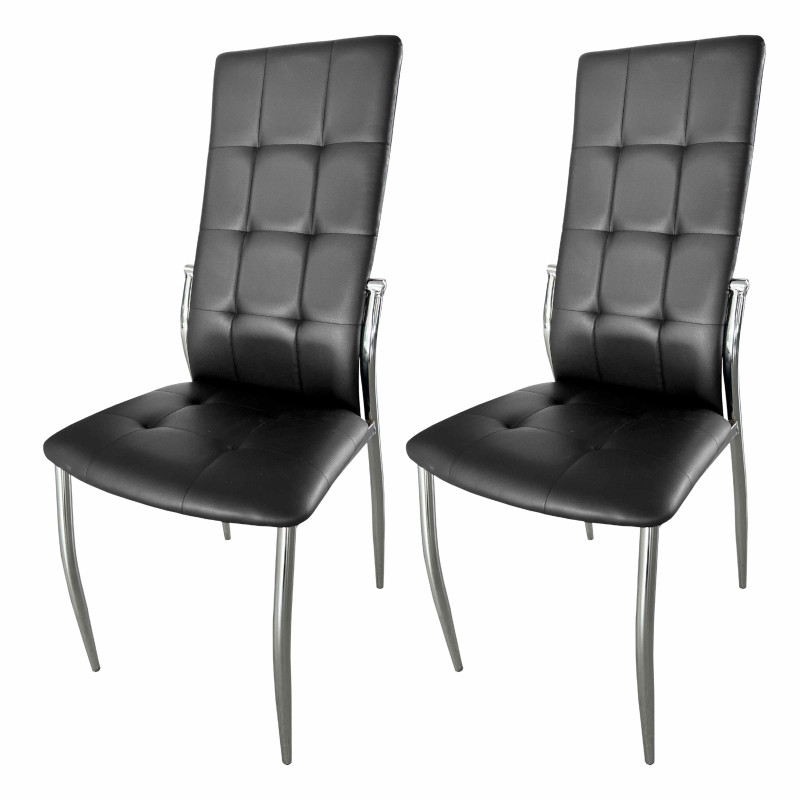 Sillas De Comedor Moderna Laci De Polipiel Y Metal Cromado Color Negro
