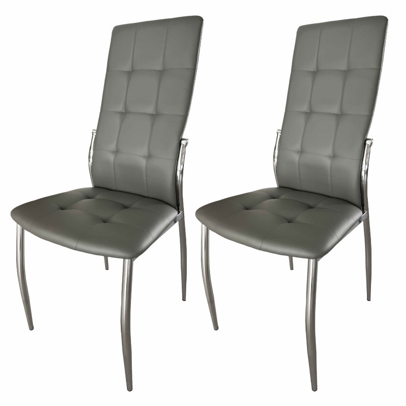 Sillas De Comedor Moderna Laci De Polipiel Y Metal Cromado Color Gris