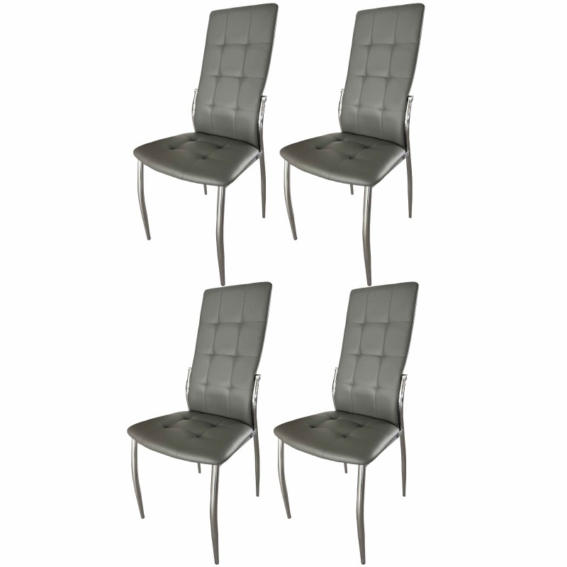 Sillas De Comedor Moderna Laci De Polipiel Y Metal Cromado Color Gris Sillas De Comedor Moderna Laci De Polipiel Y Metal Cromado Color Gris