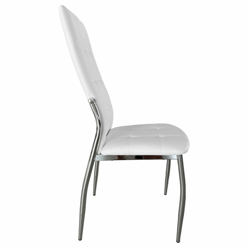 Sillas De Comedor Moderna Laci De Polipiel Y Metal Cromado Color Blanco