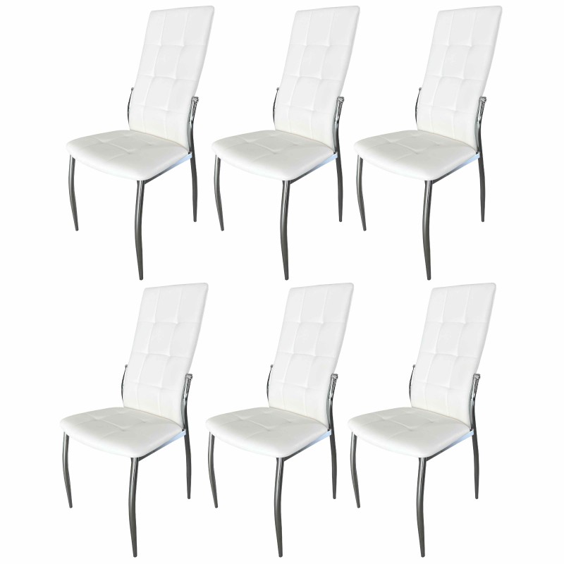 Sillas De Comedor Moderna Laci De Polipiel Y Metal Cromado Color Blanco