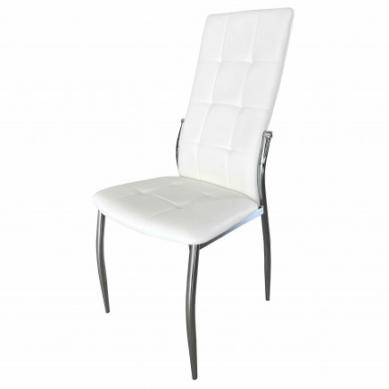 Sillas De Comedor Moderna Laci De Polipiel Y Metal Cromado Color Blanco