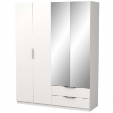 Armario Grande Ghost 4 Puertas 2 Cajones Color Blanco Mate Con Espejos 203x157 cm