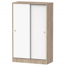 Armario Multiusos Bajo 2 Puertas Correderas Roble Cambrian y Blanco 74x33 cm