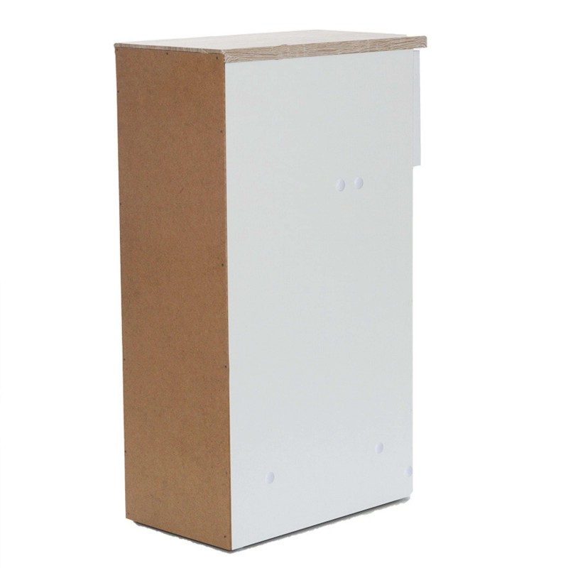 Mesita Slim Blanca y Taupe Trasera