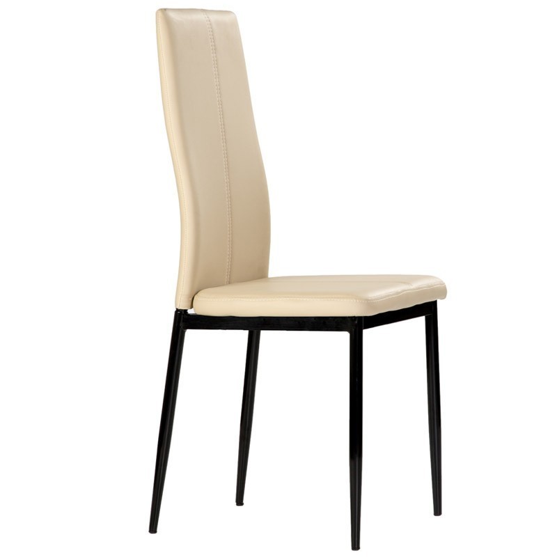 Conjunto Mesa Cristal y 4 Sillas Comedor Color Beige y Negro