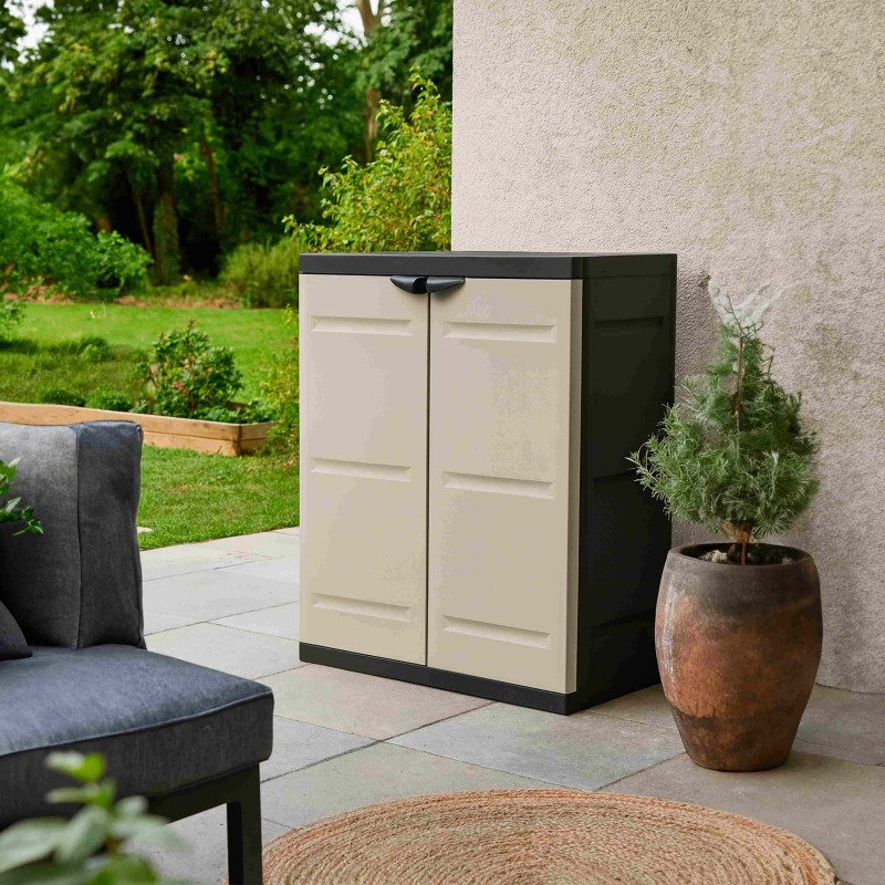 Armario Bajo Exterior 2 Puertas Titanium Color Negro 70x88 cm