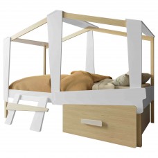 Cama Infantil Cabane Con Cajón Roble Y Blanco Mate 90x200 cm