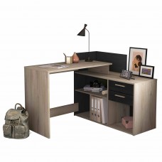Mesa Escritorio Optima 2 Cajones Reversible Color Roble Kronberg y Negro 121 cm