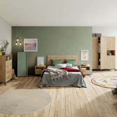 Dormitorio Matrimonio Camila Estilo Industrial Color Roble Gold y Negro Mate Dormitorio Matrimonio Camila Estilo Industrial Color Roble Gold y Negro Mate
