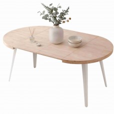 Mesa Comedor Redonda Extensible Berg Madera Color Roble Nordish y Blanco 100-180x100 cm