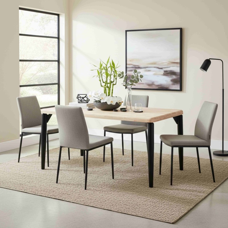 Mesa de Comedor Fija Napi en Roble Nordish y Negro 160x100 cm Mesa de Comedor Fija Napi en Roble Nordish y Negro 160x100 cm