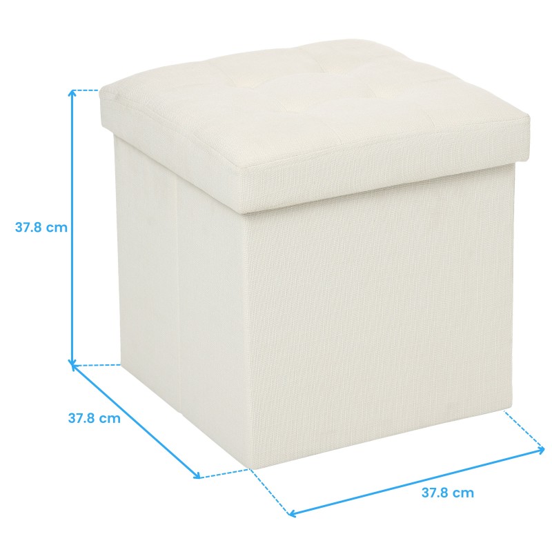 Baúl Puff Plegable Lysandre en Color Beige con Terciopelo 38x38 cm