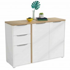 Aparador Salón Acces 3 Puertas Roble Hamilton y Blanco Mate 122 cm Aparador Salón Acces 3 Puertas Roble Hamilton y Blanco Mate 122 cm