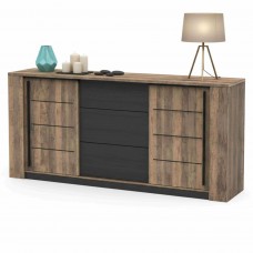 Aparador Salón Mónaco Con Almacenaje Roble Saloon Y Negro Estructurado 206 cm Aparador Salón Mónaco Con Almacenaje Roble Saloon Y Negro Estructurado 206 cm