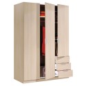 Armario 3 puertas 3 cajones roble 121x180 cm
