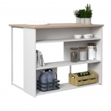 Isla Cocina Buh Mueble Auxiliar Blanco y Roble Jackson 116x90x80 cm