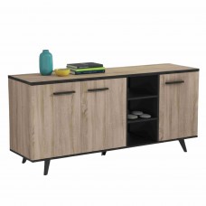 Aparador Salón Wayne 3 Puertas Y 3 Huecos Roble Cepillado Y Negro 161 cm Aparador Salón Wayne 3 Puertas Y 3 Huecos Roble Cepillado Y Negro 161 cm