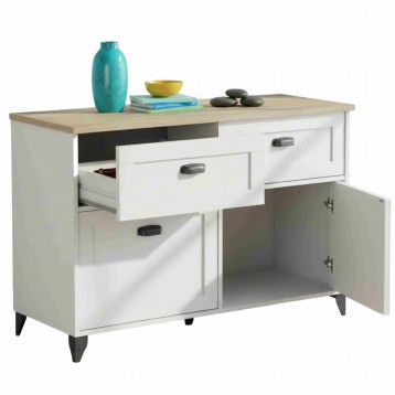 Aparador Salón Portobello Color Blanco Sorft y Roble Cambrian-portada