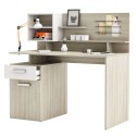 Escritorio Malicia con altillo roble y blanco 123 cm