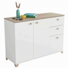 Aparador Salón Comedor Izzy Color Blanco Mate y Roble Kronberg 120 cm