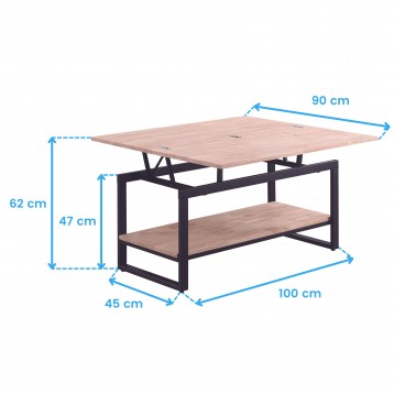 Mesa Steve Madera y Negro Cotas