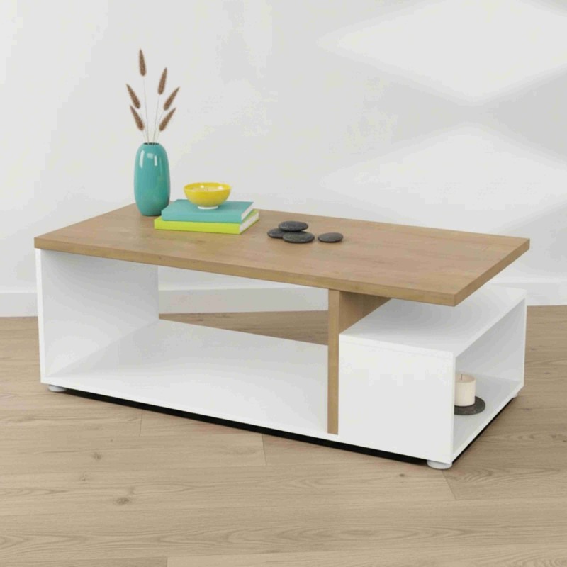 Mesa De Centro Fija Acces Color Roble Hamilton Y Blanco Mate 92x50 cm Mesa De Centro Fija Acces Color Roble Hamilton Y Blanco Mate 92x50 cm