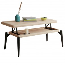 Mesa de centro elevable Lua Roble Nordish y Negro 120x60 cm