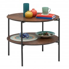 Mesa de Centro Redonda Kemi En Negro y Nogal 52x63 cm