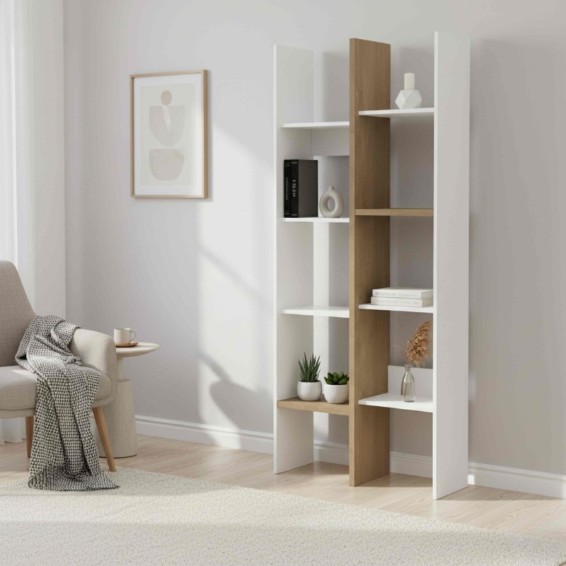 Estantería Librería Alta Acces Roble Hamilton Y Blanco Mate 76x183x33 cm