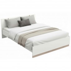 Cama De Matrimonio Watson en Color Blanco Mate y Roble Kronberg 135-140x190 cm Cama De Matrimonio Watson en Color Blanco Mate y Roble Kronberg 135-140x190 cm