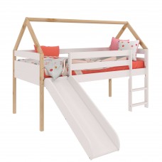 Cama Infantil Casita Tobogan Carnival Madera Blanco Cambrian 90x190 cm